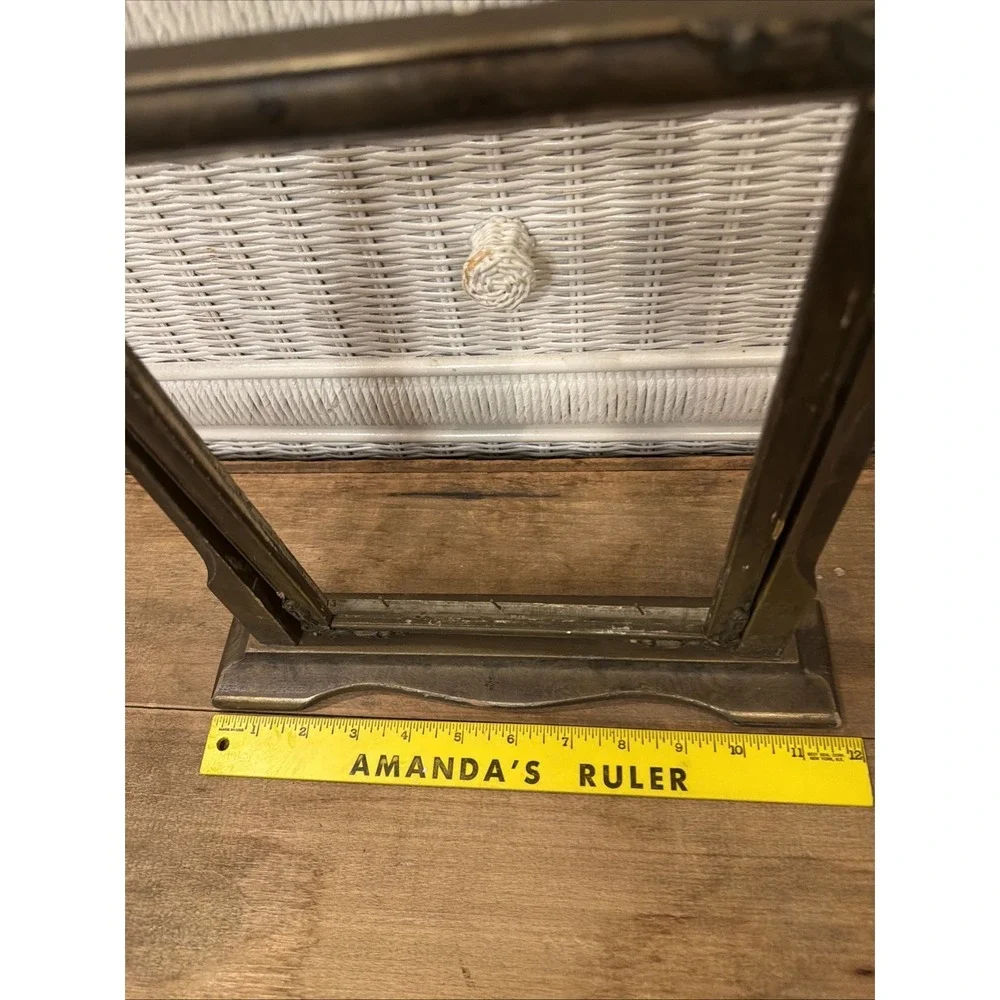 Vintage Antique Swivel Pedestal Picture Frame Set of 4 Distressed Metal Wood